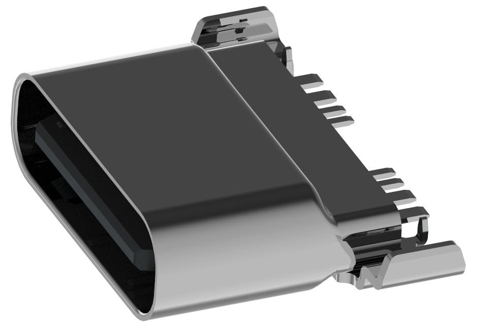 XB-ATCF-08-001-X TYPE C 8P 母座防水拉伸壳带两脚护套L=7.6MM,SMT不外露,充电版